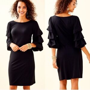 Lilly Pulitzer Leonie Black Ruffle Sleeve Dress
